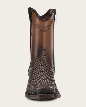 Cuadra Men's Bovine Leather Narrow Square Toe Zipper Boot, Brown
