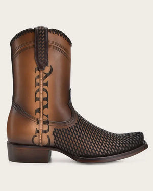 Cuadra Men's Bovine Leather Narrow Square Toe Zipper Boot, Brown