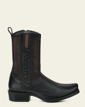 Cuadra Men's Deer Leather Narrow Square Toe Boot, Black