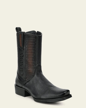 Cuadra Men's Deer Leather Narrow Square Toe Boot, Black