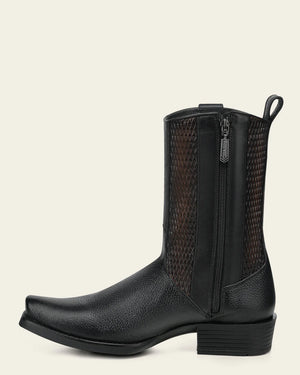 Cuadra Men's Deer Leather Narrow Square Toe Boot, Black