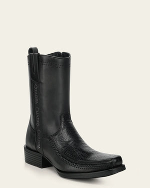 Cuadra Men's Ostrich Leg Leather Narrow Square Toe Boot, Black