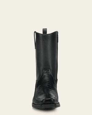 Cuadra Men's Ostrich Leg Leather Narrow Square Toe Boot, Black