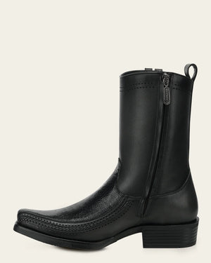 Cuadra Men's Ostrich Leg Leather Narrow Square Toe Boot, Black