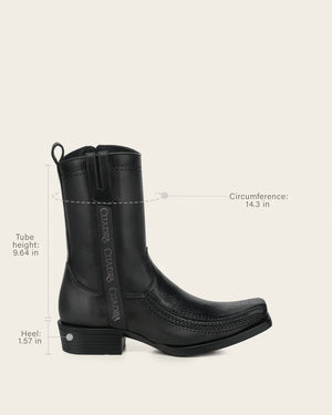 Cuadra Men's Ostrich Leg Leather Narrow Square Toe Boot, Black