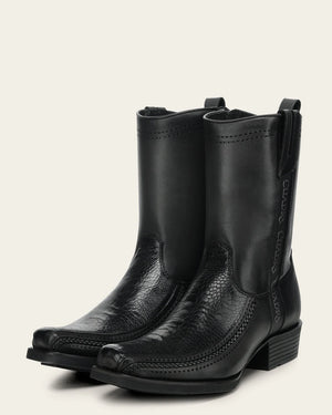 Cuadra Men's Ostrich Leg Leather Narrow Square Toe Boot, Black