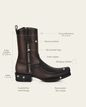 Cuadra Men's Stingray Narrow Square Toe Zipper Boot, Brown