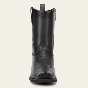 Cuadra Men's  Smooth Ostrich Leather Square Toe Boot, Black