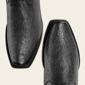 Cuadra Men's  Smooth Ostrich Leather Square Toe Boot, Black