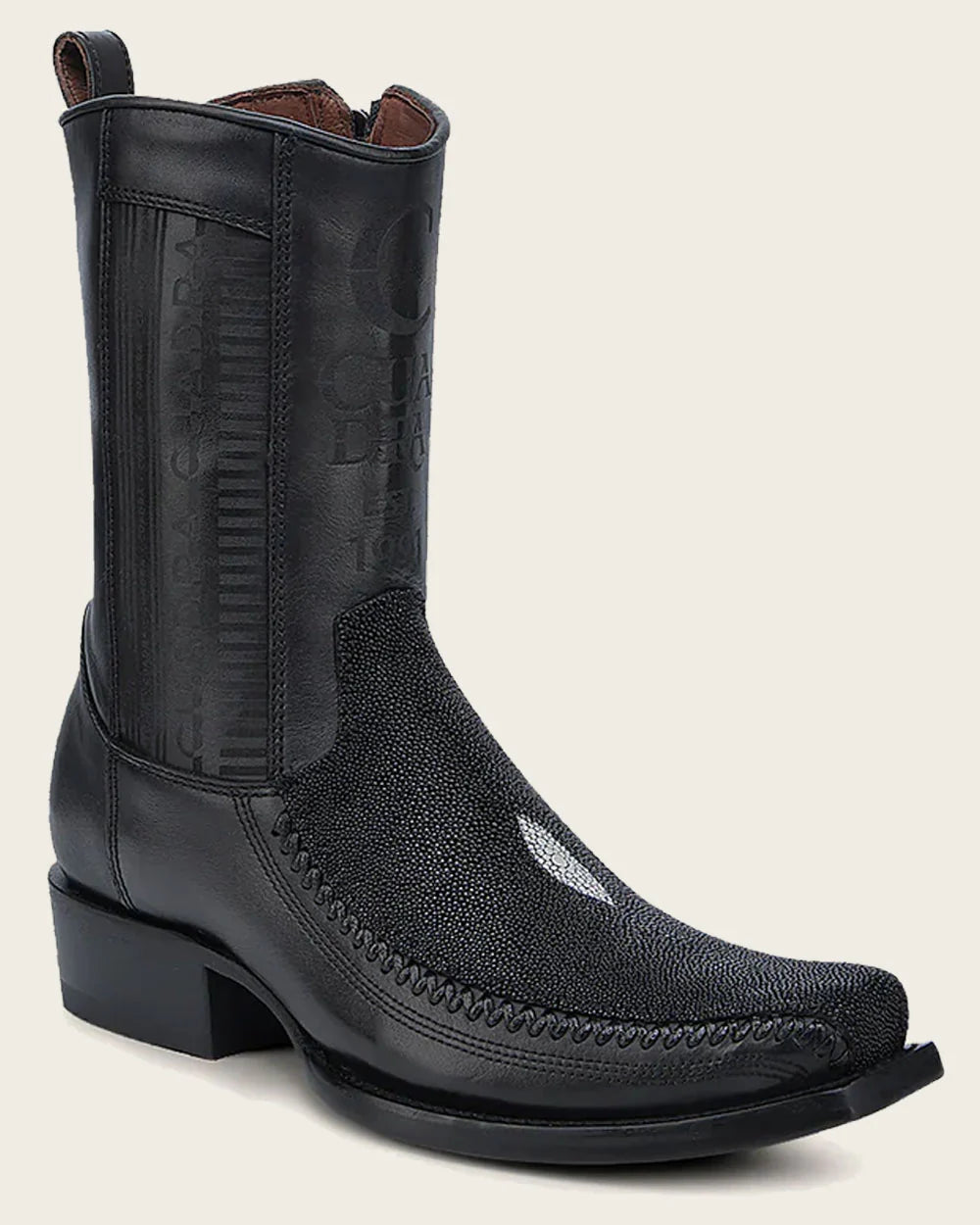 Cuadra Men's Stingray Narrow Square Toe Zipper Boot, Black