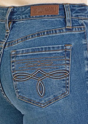 Rock & Roll Women's Flawless Fit High-Rise Boot Stitch Trouser Jeans, Blue