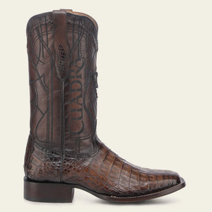 Cuadra Men's Caiman Belly Leather Square Toe Boot, Honey