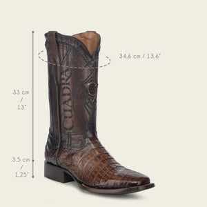 Cuadra Men's Caiman Belly Leather Square Toe Boot, Honey