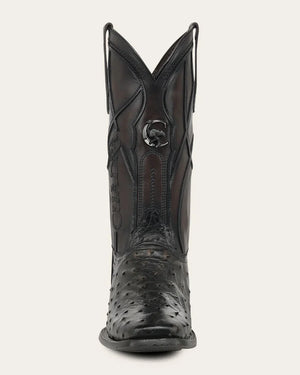 Cuadra Men's Full Quill Ostrich Leather Wide Square Toe Boot, Chocolate Gold