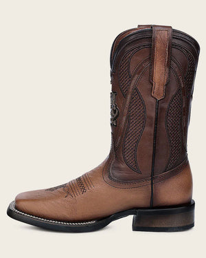 Cuadra Men’s Ostrich Belly Western Rodeo Boot, Honey