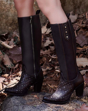 Cuadra Women's Bovine Leather with Crystals Tall Boot, Maple