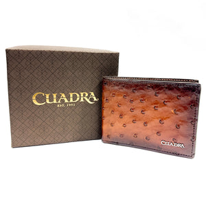 Cuadra Men's Bifold Ostrich Wallet, Brown