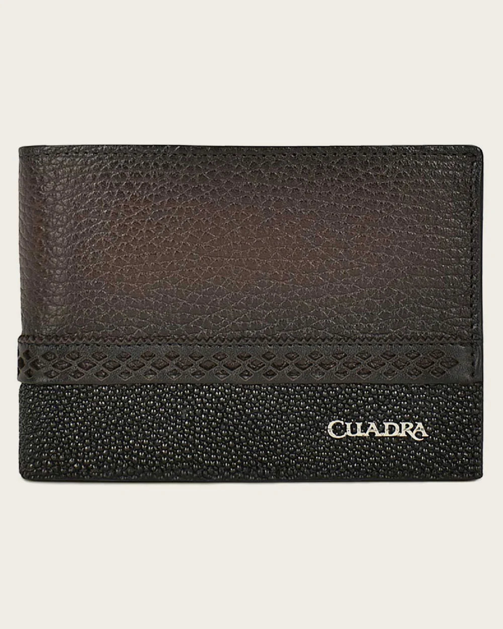 Cuadra Men's Stingray & Deer Leather Bifold Wallet, Brown