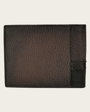 Cuadra Men's Stingray & Deer Leather Bifold Wallet, Brown