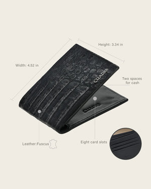 Cuadra Men's Fuscus Leather Bifold Wallet, Black
