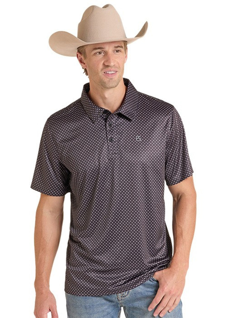 Panhandle Slim Men's Geometric Print Performance Polo, Black