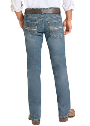 Rock & Roll Denim Men's Revolver Slim Fit Stitch Straight Leg Jeans, Feather Dark Wash