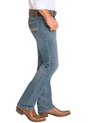 Rock & Roll Denim Men's Revolver Slim Fit Stitch Straight Leg Jeans, Feather Dark Wash