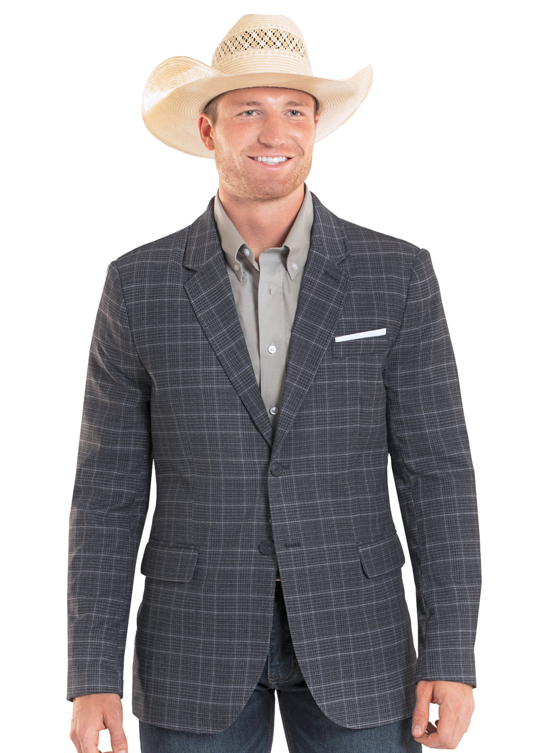 Rock & Roll Denim Men's Plaid Sports Coat, Blue