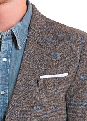 Rock & Roll Denim Men's Plaid Sport Coat, Dark Brown