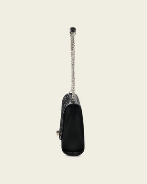 Cuadra Women’s Bovine Leather Clutch with Crystals Shoulder Bag, Black
