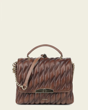 Cuadra Women's Lamb Leather Shoulder Bag, Brown