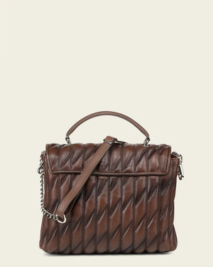 Cuadra Women's Lamb Leather Shoulder Bag, Brown