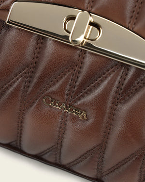 Cuadra Women's Lamb Leather Shoulder Bag, Brown