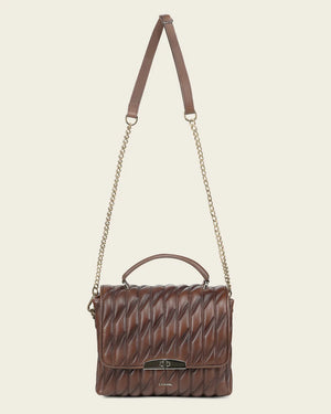 Cuadra Women's Lamb Leather Shoulder Bag, Brown