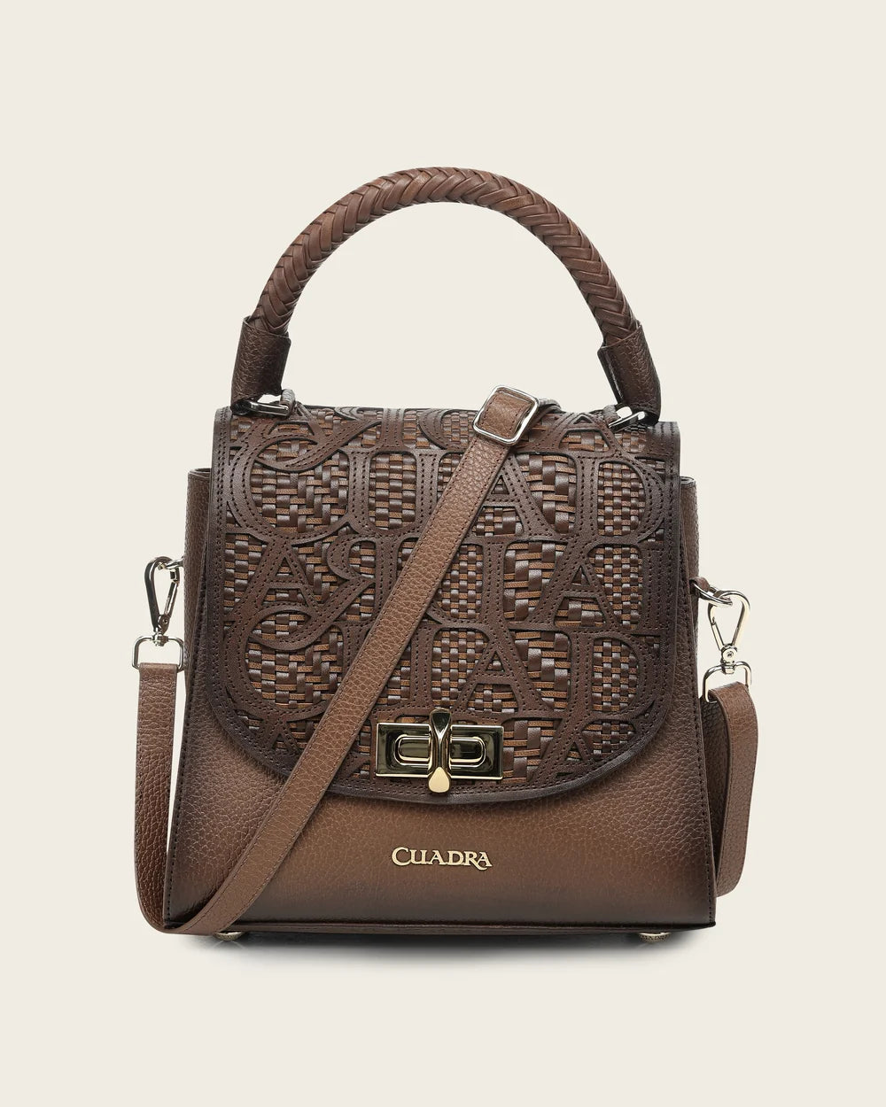 Cuadra Women's Bovine Leather Laser Engraved Satchel Bag, Honey