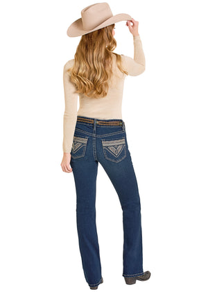 Rock & Roll Denim Women’s Mid-Rise Bootcut Jeans, Dark Denim
