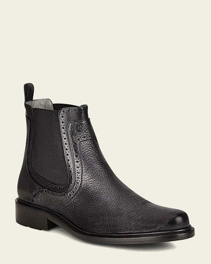 Cuadra Men's Deer Leather Round Toe Chelsea Dress Boot, Black