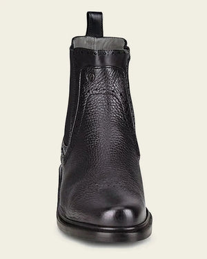 Cuadra Men's Deer Leather Round Toe Chelsea Dress Boot, Black