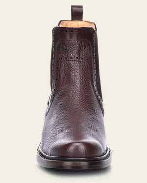 Cuadra Men's Deer Leather Round Toe Chelsea Dress Boot, Brown