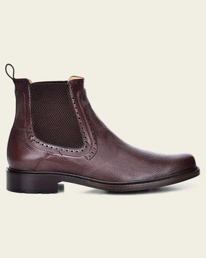 Cuadra Men's Deer Leather Round Toe Chelsea Dress Boot, Brown