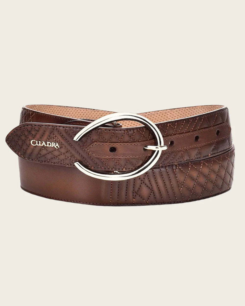 Cuadra Women's Casual Embroidered Leather Belt, Brown/Honey