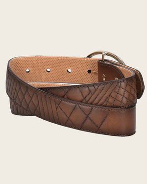Cuadra Women's Casual Embroidered Leather Belt, Brown/Honey