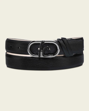 Cuadra Men's Franco Genuine Deer Skin Dress Belt, Black