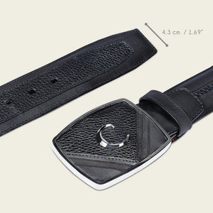 Cuadra Men's Deer Leather Belt, Black