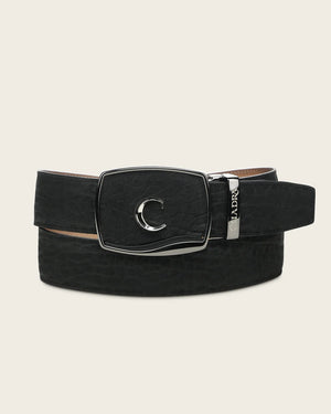 Cuadra Men’s Bull Neck Leather Ratchet Belt, Black