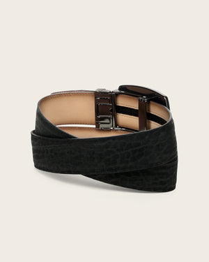 Cuadra Men’s Bull Neck Leather Ratchet Belt, Black