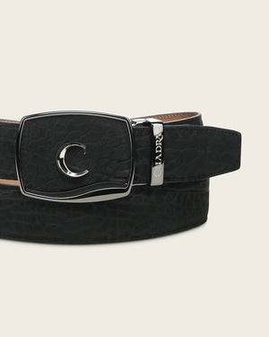 Cuadra Men’s Bull Neck Leather Ratchet Belt, Black