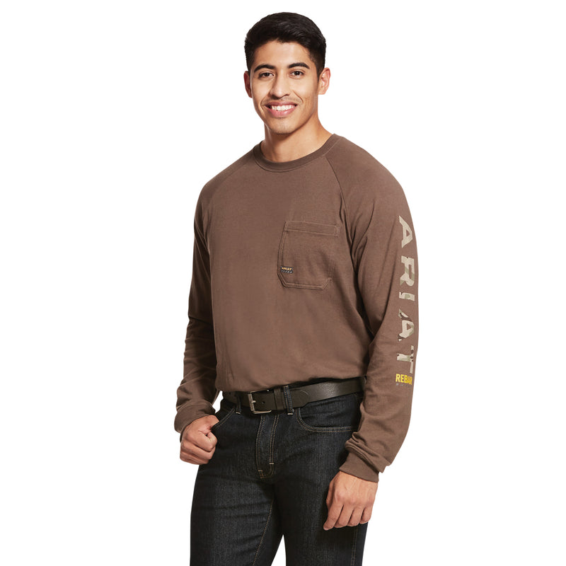 Ariat Men's Rebar Cotton Strong Graphic, Moss/Camo