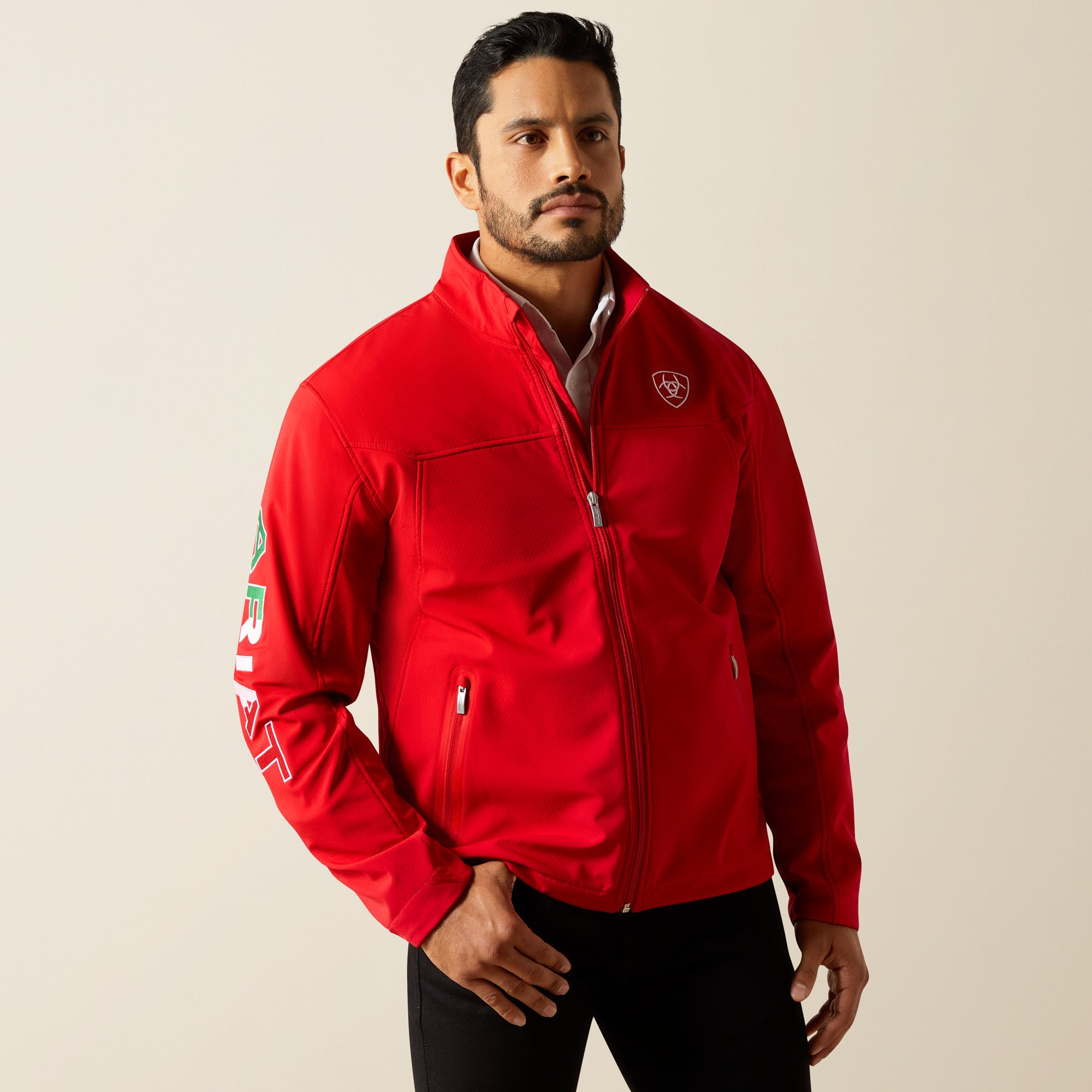 Ariat Men's New Team Softshell MEXICO Water Resistant Jacket, Red