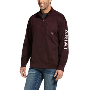 Ariat Men's Team Logo 1/4 Zip Sweatshirt, Malbec/Pearl Grey